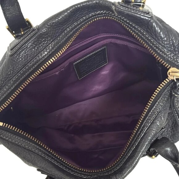 Auth COACH Hampton Leather Satchel F12444 Black Leather - Handbag - Picture 7 of 10